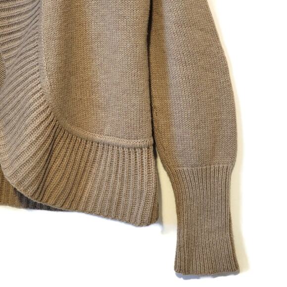 Talbots Shawl Collar Wool Blend Cardigan Tan Camel Knit Sweater Workwear Chic M - Picture 5 of 12